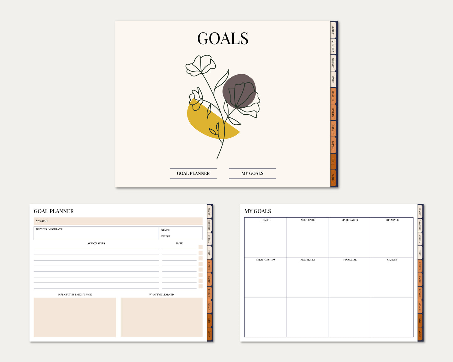 Undated Horizontal Simple Planner - Boho