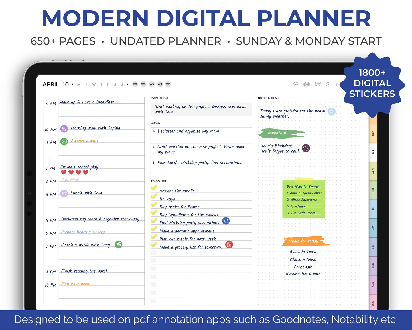 Undated Ultimate Digital Planner - Rainbow