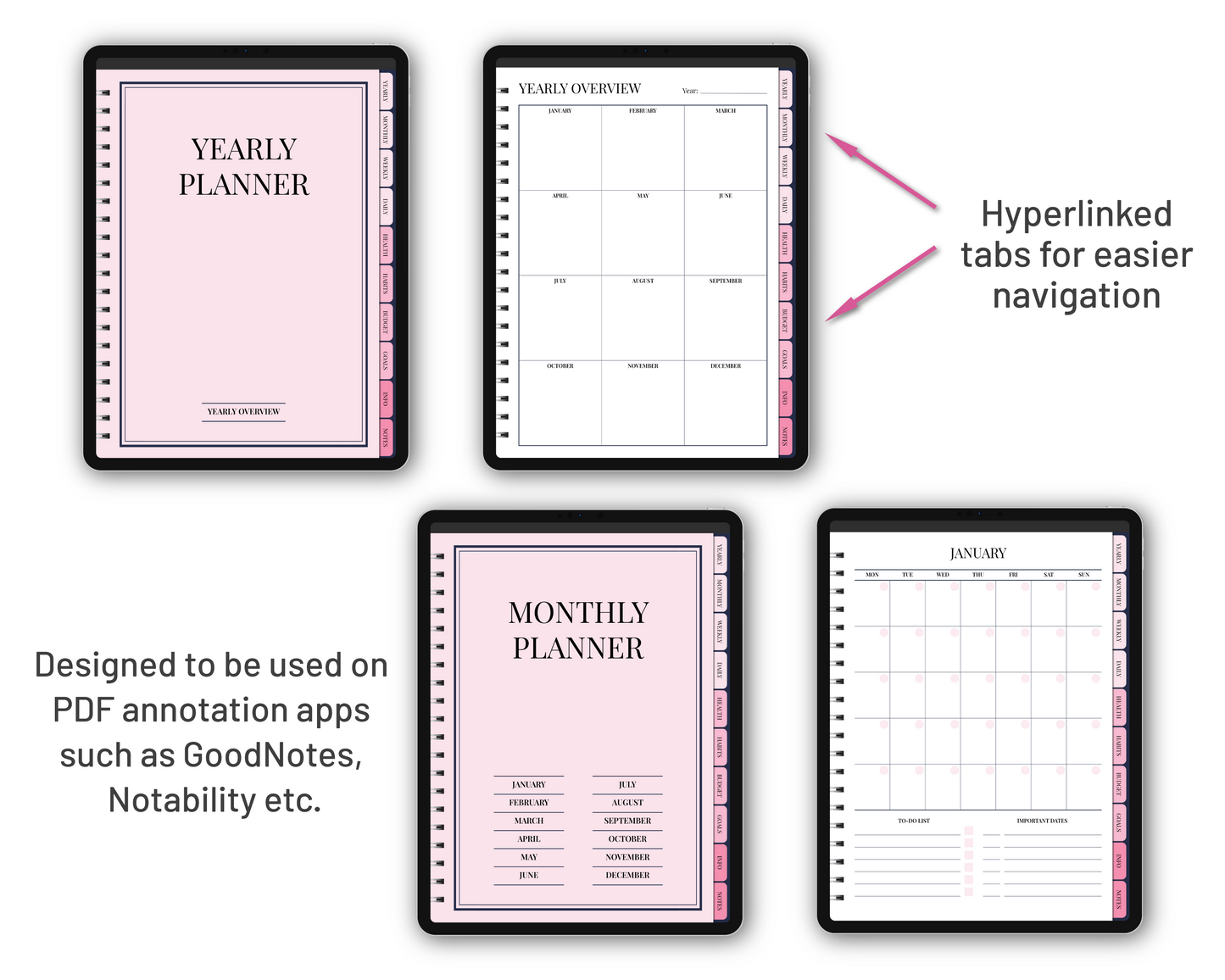 Undated Simple Planner - Pink