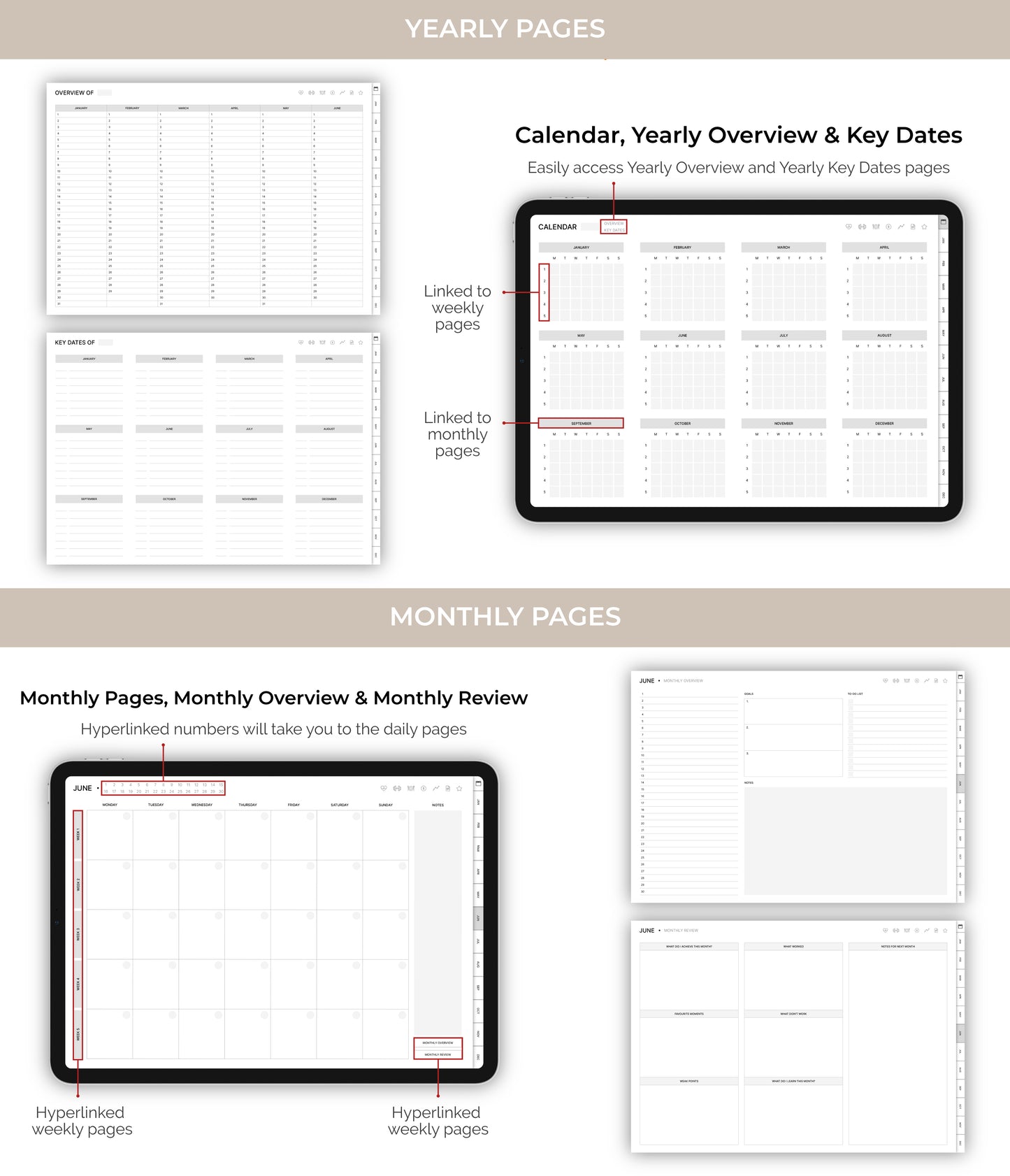 Undated Ultimate Digital Planner - Minimalist