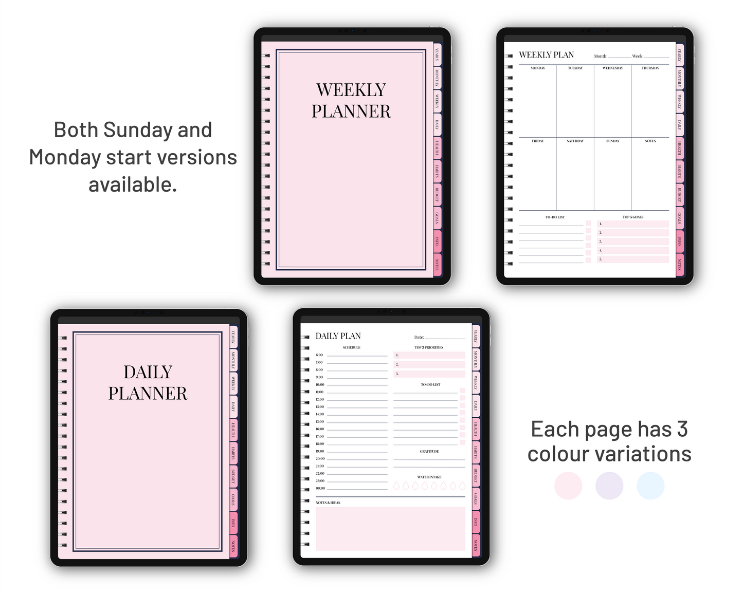 Undated Simple Planner - Pink