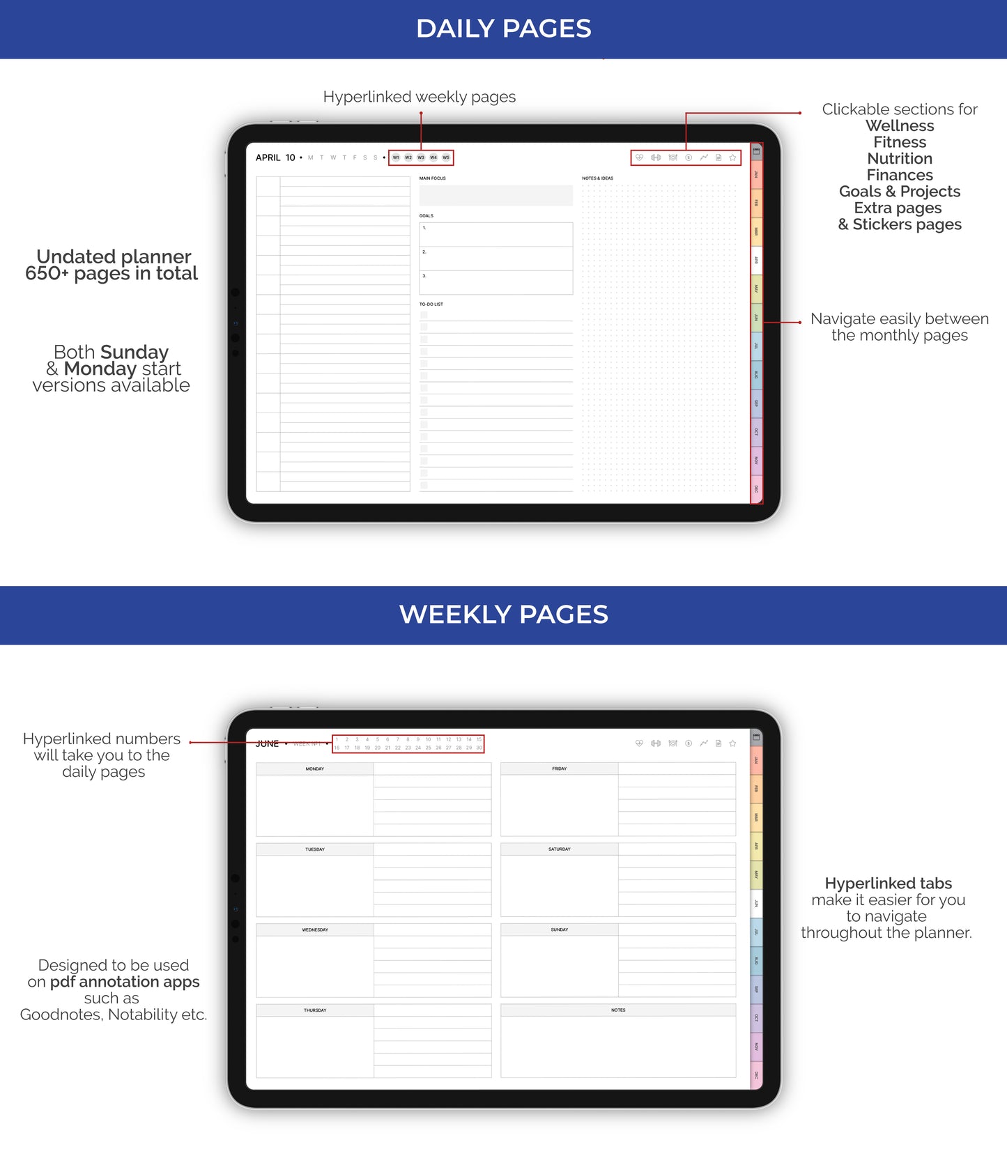 Undated Ultimate Digital Planner - Rainbow