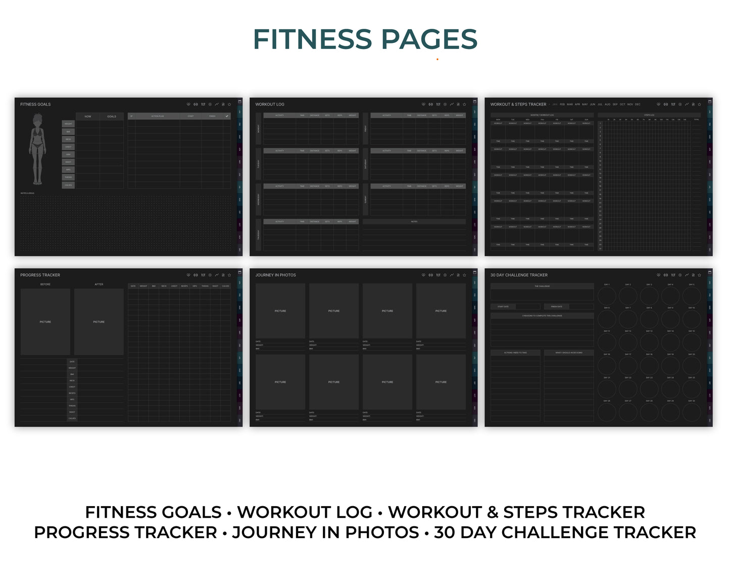 Undated Ultimate Digital Planner - Dark Mode