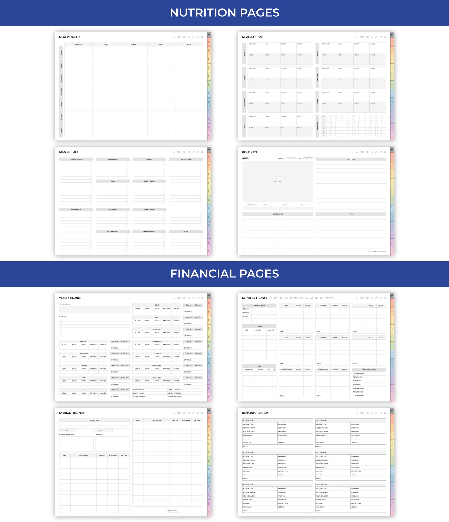 Undated Ultimate Digital Planner - Rainbow