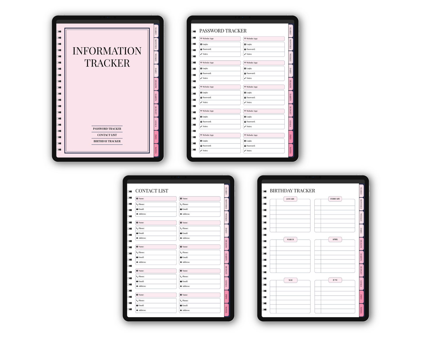 Undated Simple Planner - Pink