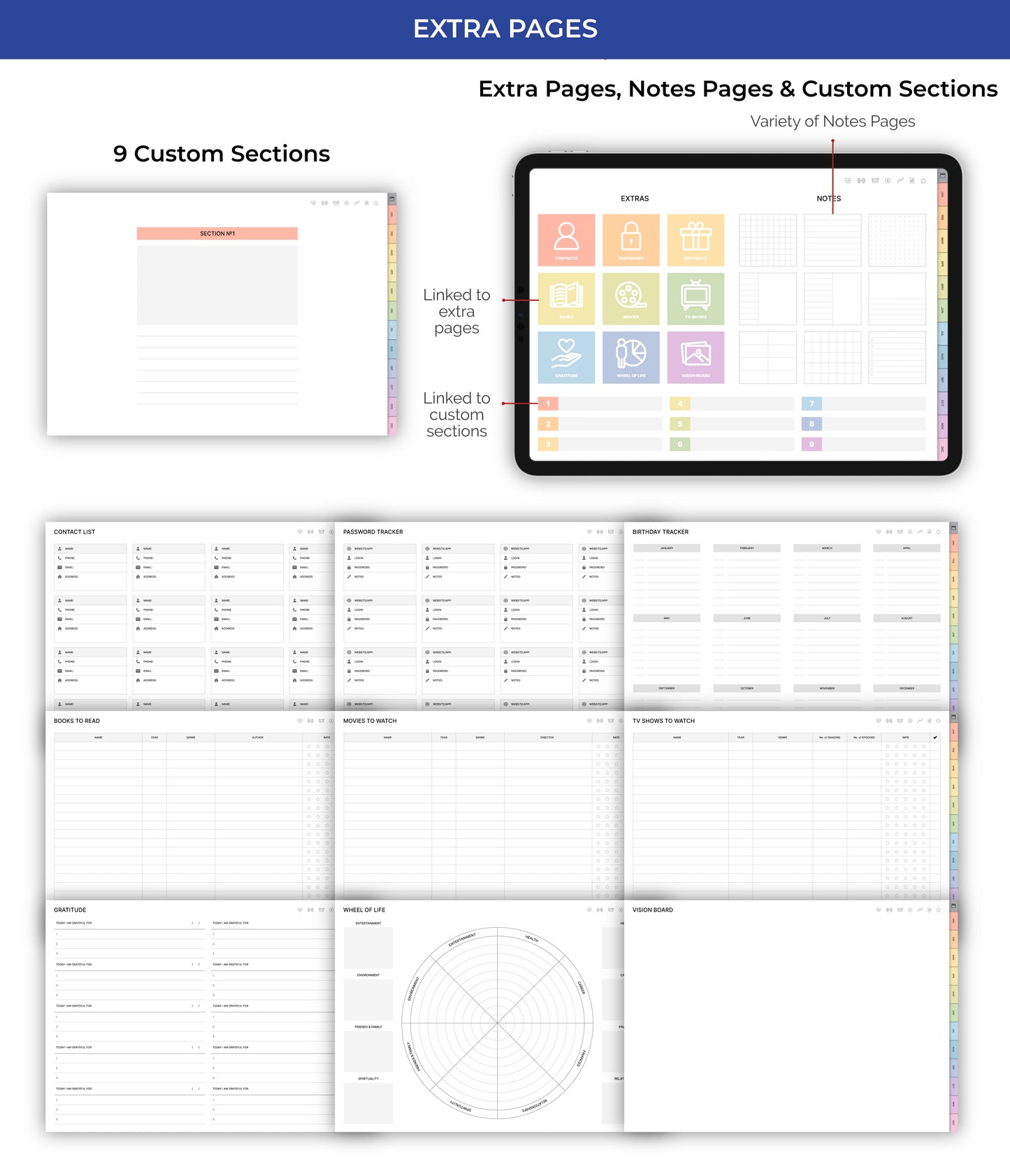 Undated Ultimate Digital Planner - Rainbow