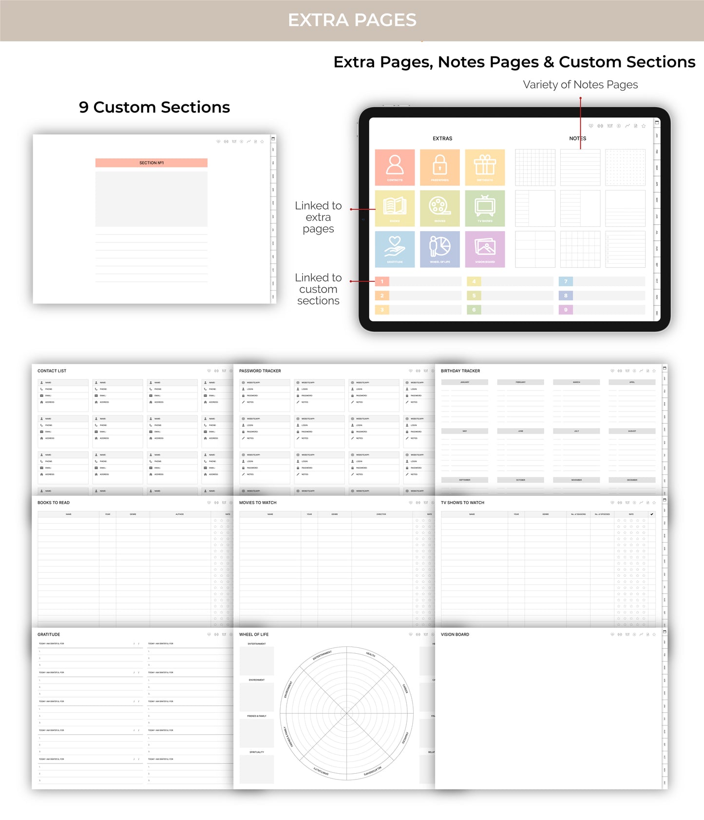 Undated Ultimate Digital Planner - Minimalist