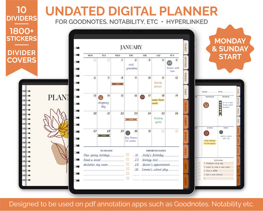 Undated Simple Digital Planner - Boho