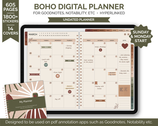 Undated Classical Planner - Boho