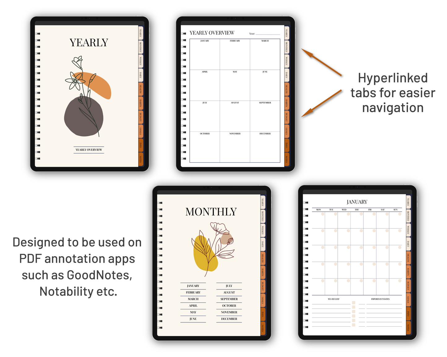 Undated Simple Digital Planner - Boho