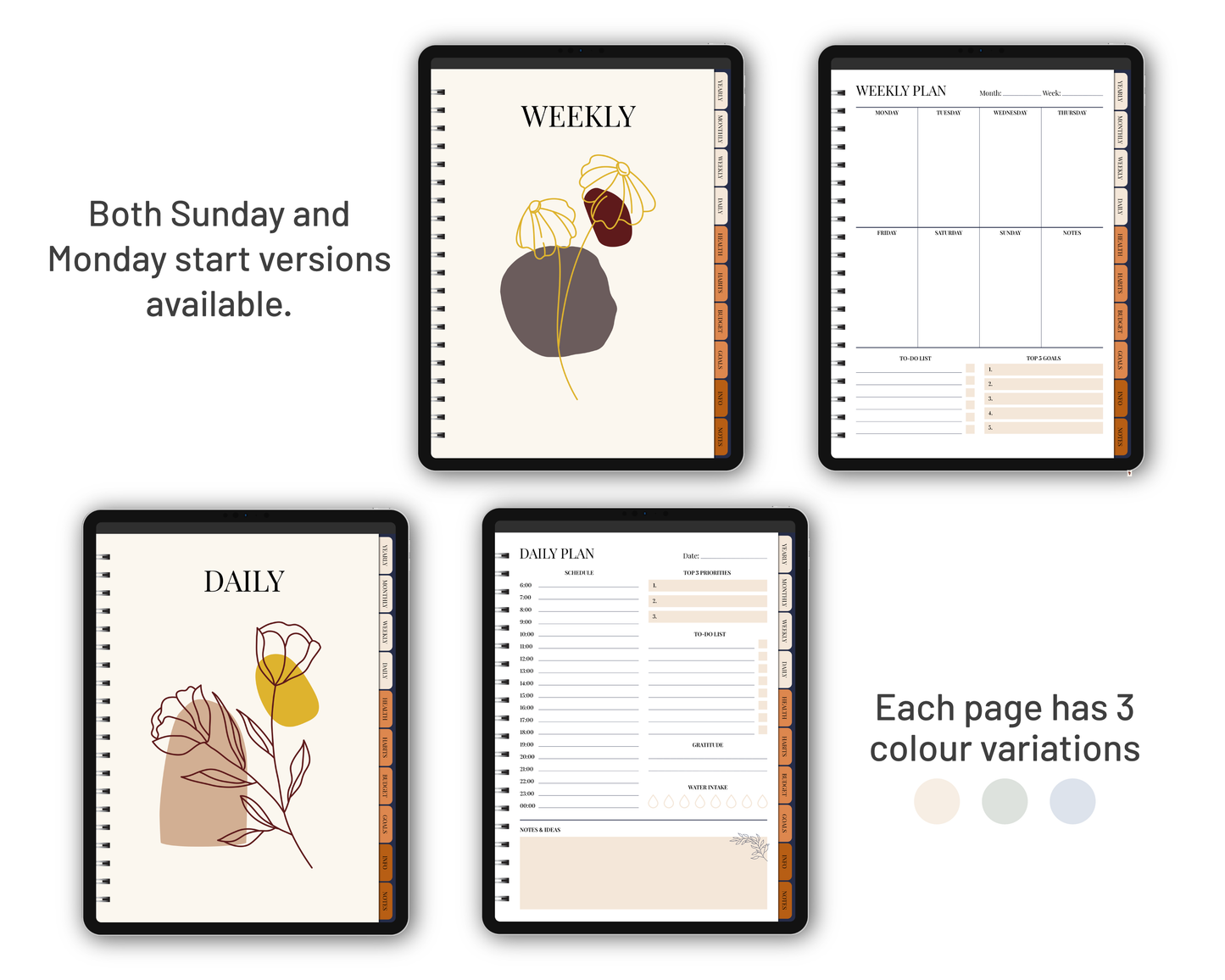 Undated Simple Digital Planner - Boho