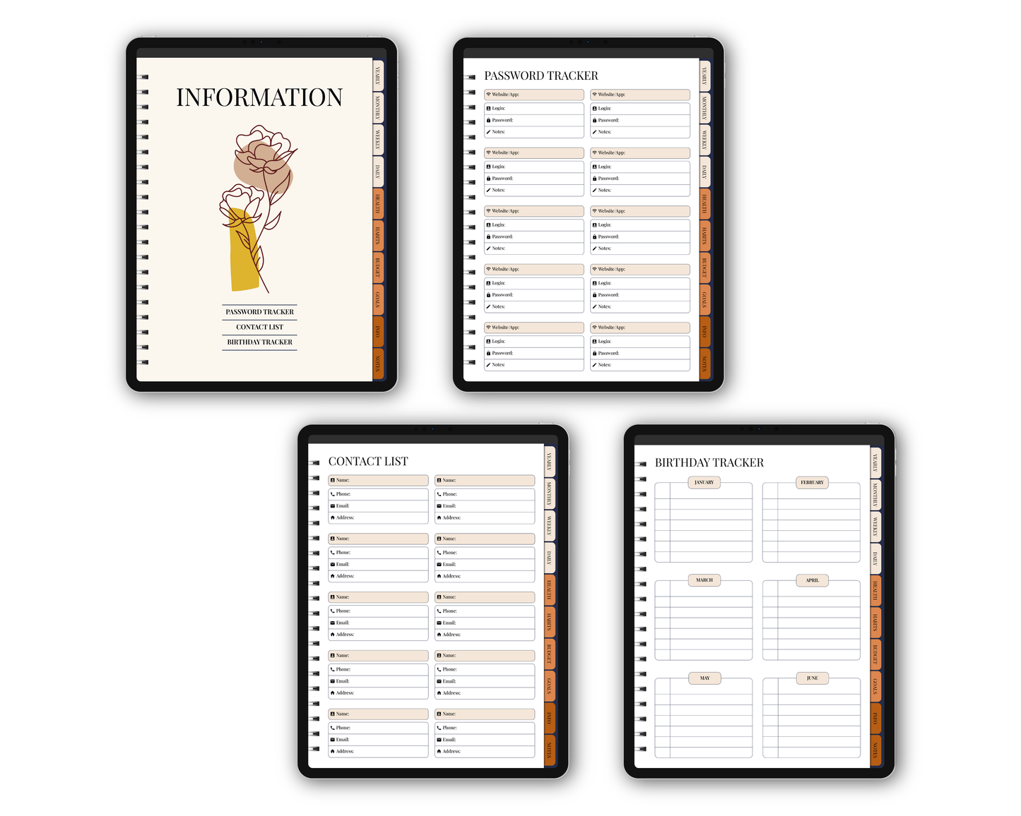 Undated Simple Digital Planner - Boho